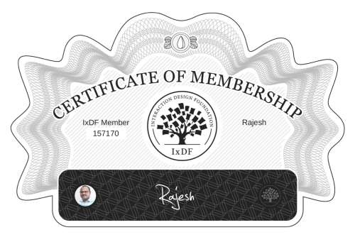 Rajesh's Certificate of membership