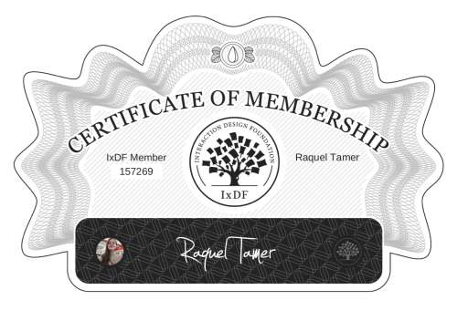 Raquel's Certificate of membership