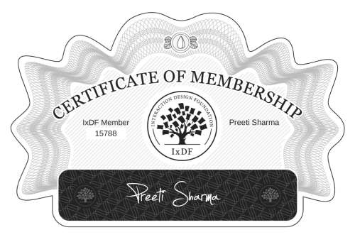 Preeti's Certificate of membership