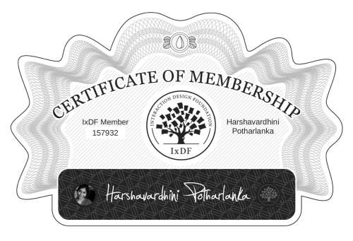Harshavardhini's Certificate of membership