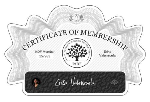 Erika's Certificate of membership