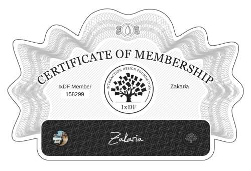 Zakaria's Certificate of membership