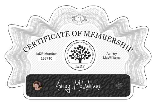 Ashley's Certificate of membership