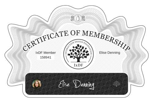 Elise's Certificate of membership