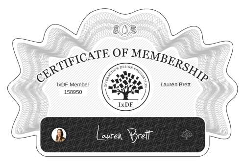 Lauren's Certificate of membership