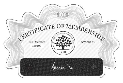 Amanda's Certificate of membership
