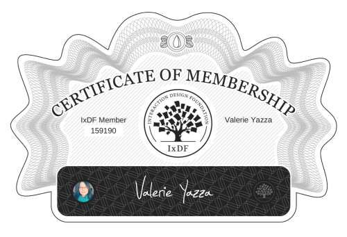 Valerie's Certificate of membership