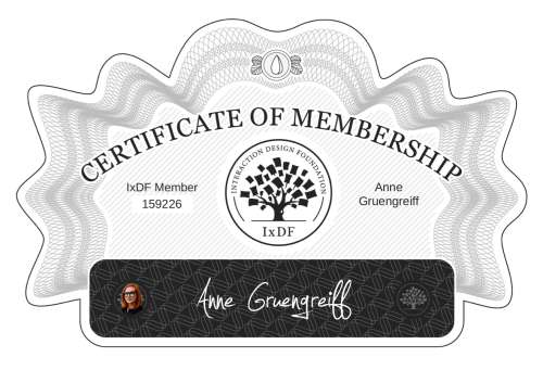 Anne's Certificate of membership