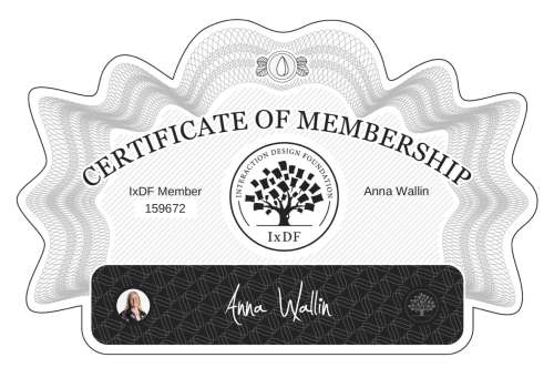 Anna's Certificate of membership