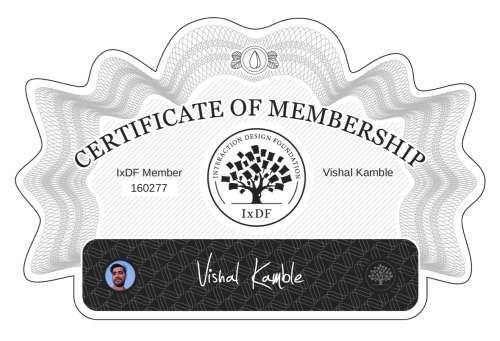 Vishal's Certificate of membership
