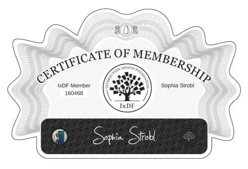 Sophia's Certificate of membership
