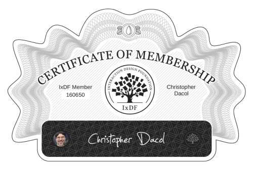 Christopher's Certificate of membership