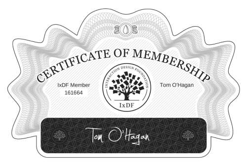 Tom's Certificate of membership