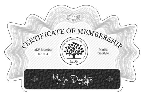 Marija's Certificate of membership