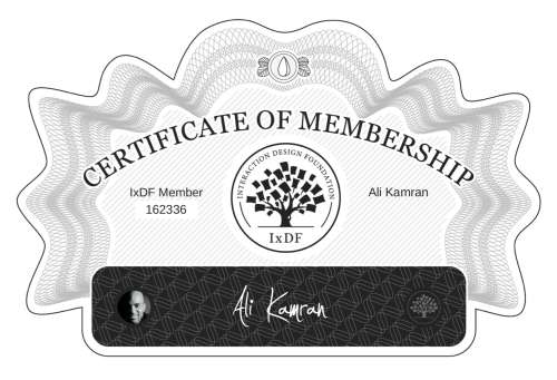 Ali's Certificate of membership