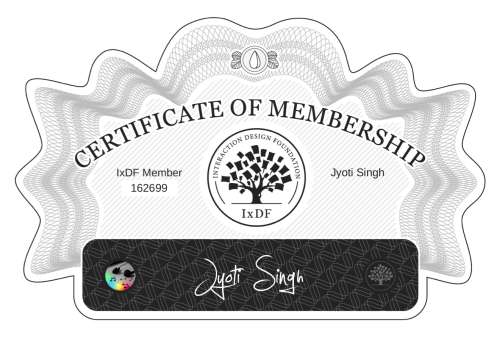 Jyoti's Certificate of membership