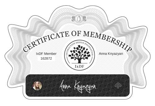 Anna's Certificate of membership