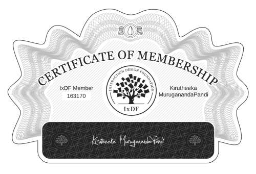 Kirutheeka's Certificate of membership