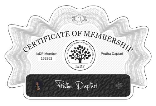 Prutha's Certificate of membership