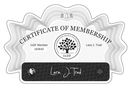Lara's Certificate of membership