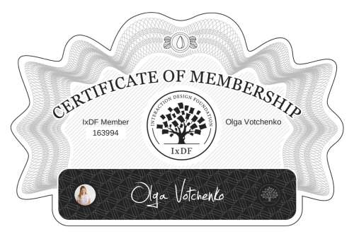 Olga's Certificate of membership