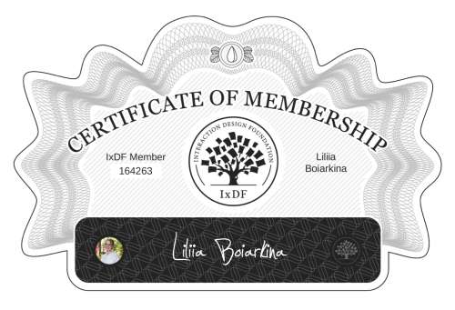 Liliia's Certificate of membership