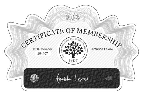 Amanda's Certificate of membership