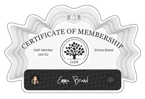 Emma's Certificate of membership