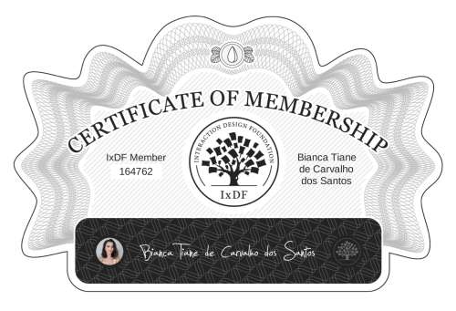 Bianca's Certificate of membership