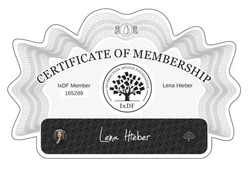 Lena's Certificate of membership