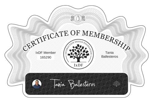 Tania's Certificate of membership