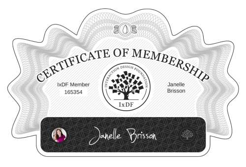 Janelle's Certificate of membership