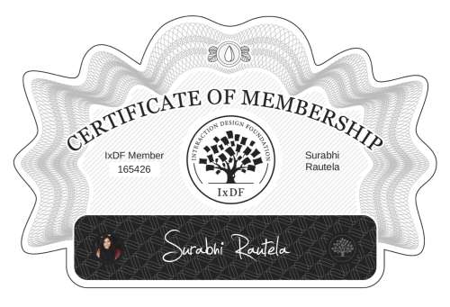 Surabhi's Certificate of membership