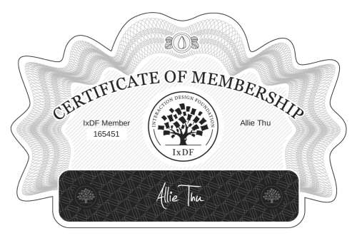 Allie's Certificate of membership