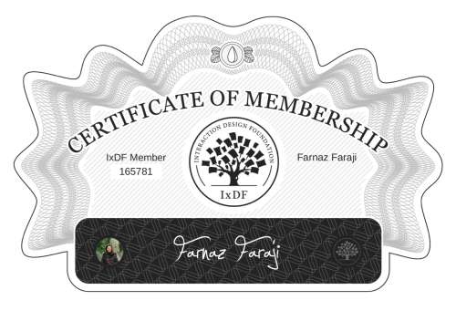 Farnaz's Certificate of membership