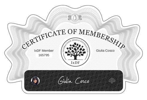 Giulia's Certificate of membership