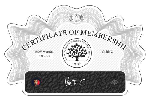 Vinith's Certificate of membership