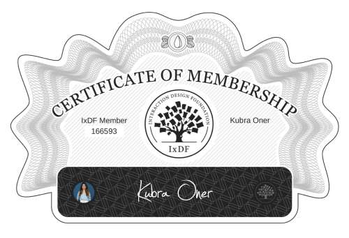 Kübra's Certificate of membership