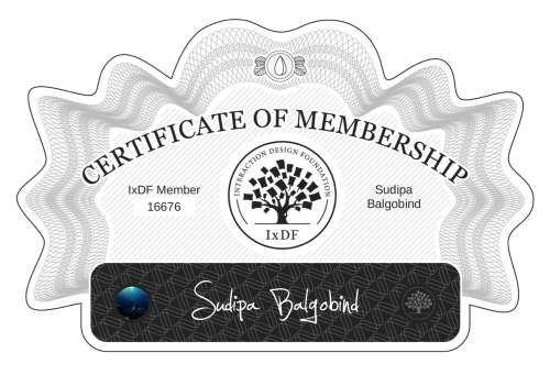 Sudipa's Certificate of membership