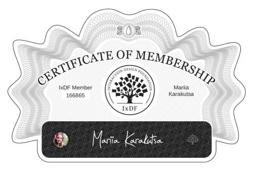 Mariia's Certificate of membership