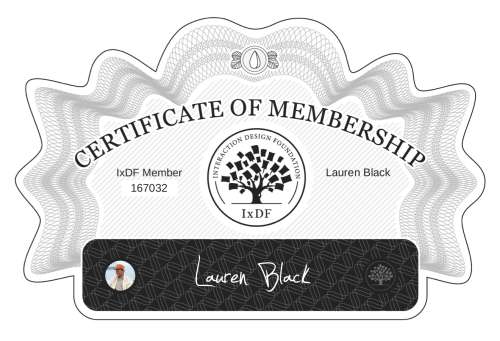 Lauren's Certificate of membership