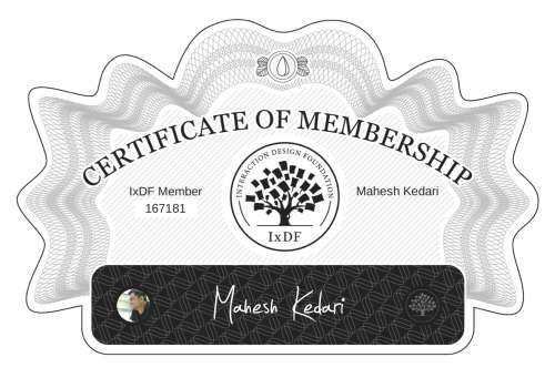 Mahesh's Certificate of membership