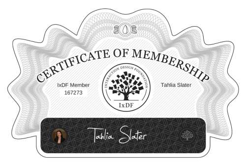 Tahlia's Certificate of membership
