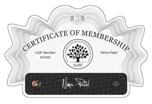 Nima's Certificate of membership