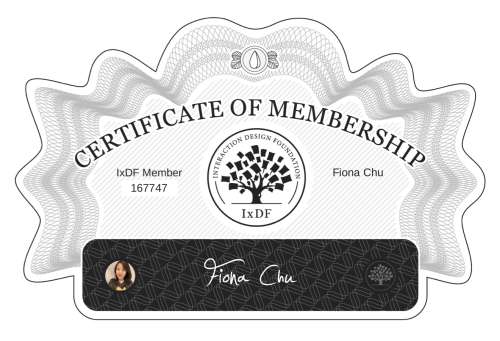 Fiona's Certificate of membership