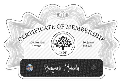 Benjamin's Certificate of membership