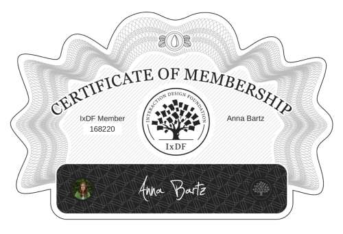 Anna's Certificate of membership