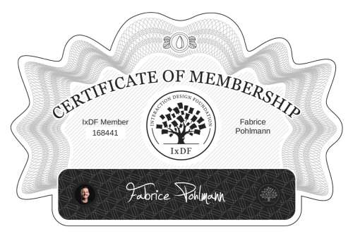 Fabrice's Certificate of membership