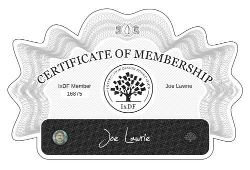 Joe's Certificate of membership