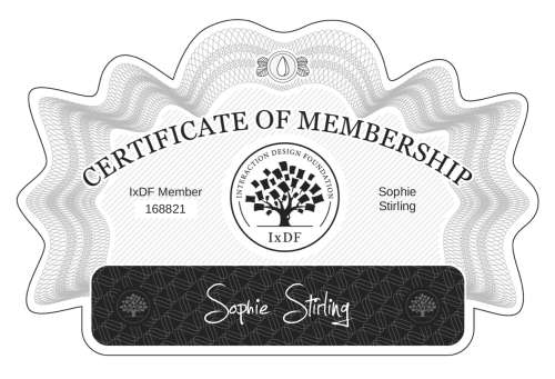 Sophie's Certificate of membership